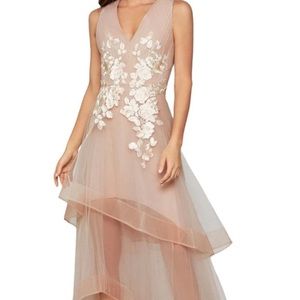 BCBGMAXAZRIA WOMENS FLORAL TULLE EVENING DRESS